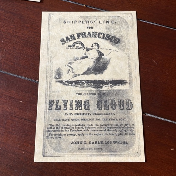 Clipper Ship Sailing Notices as Postcards - Picture 5 of 8